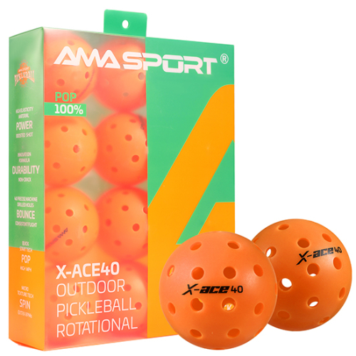 Bóng Pickleball xoay AMA SPORT X-ACE40 - Màu cam - 12 quả (PET) 