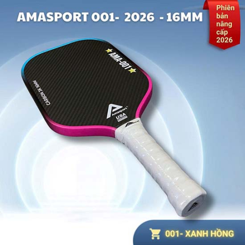 Vợt pickleball ama sport 001-2026 - 16mm - Xanh hồng