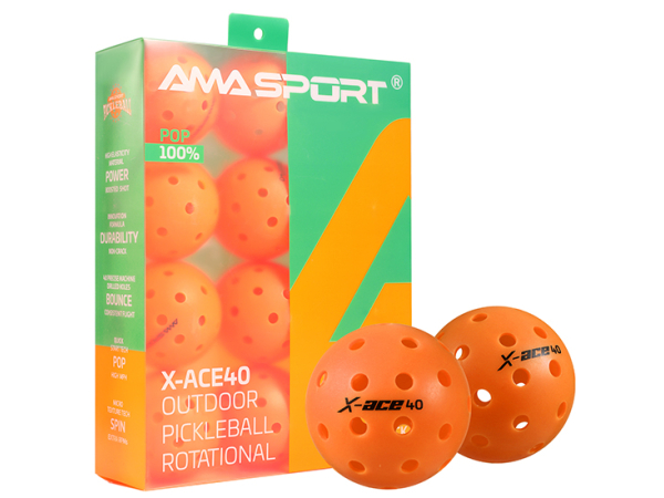 Bóng Pickleball xoay AMA SPORT X-ACE40 - Màu cam - 12 quả (PET) 