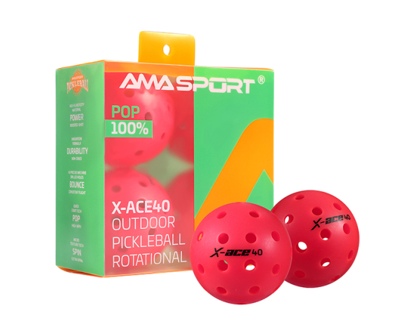 Bộ 4 quả bóng Pickleball xoay AMA SPORT X-ACE40 màu hồng (PET) 